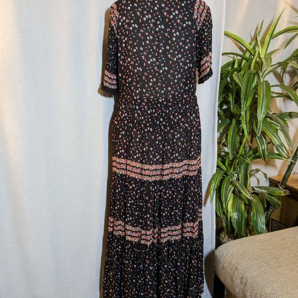 Free People Black with Red and Pink Delicate Floral Patterned Maxi Dress - Picture 8 of 15